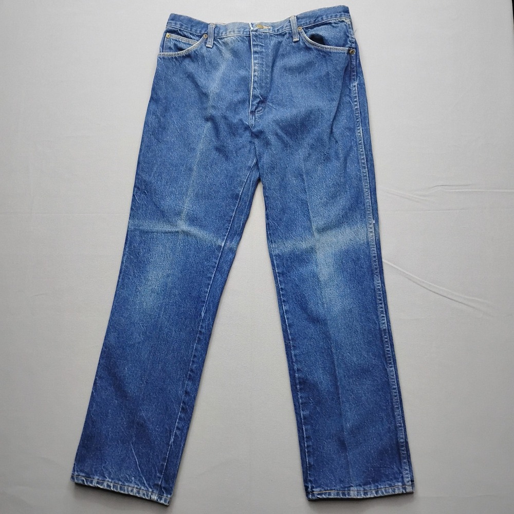 Rustler Mens Regular Fit Straight Leg Blue Denim Jeans Made in USA 36x32 87655PW